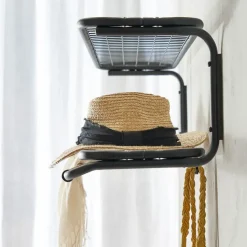 Classic 650 hat shelf, Black/chrome, 2 levels, 40 cm