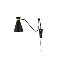 Cone wall lamp, Black noir, brass details