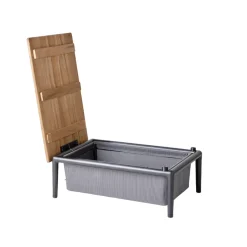 Conic box table, Grey, teak
