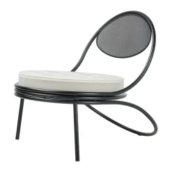 Copacabana Outdoor Lounge Chair upholstered seat, Leslie stripe limonta 020-black legs