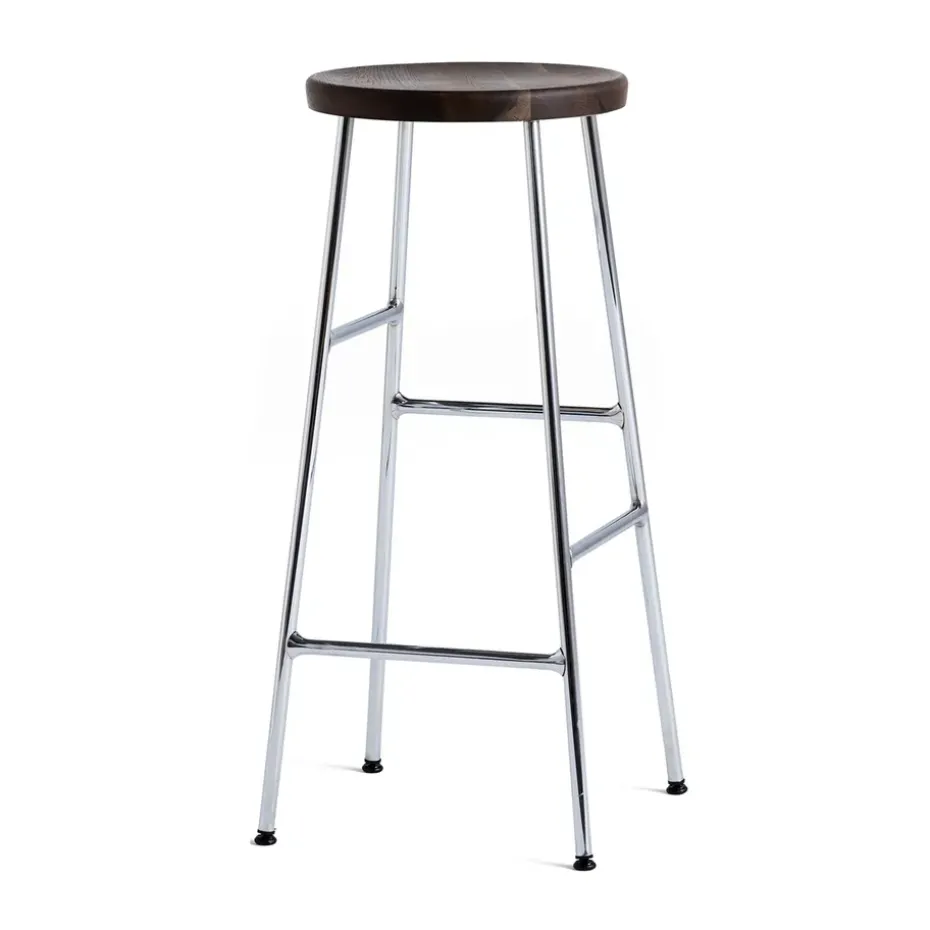 Cornet bar stool 75 cm, Smoked oiled oak-chrome