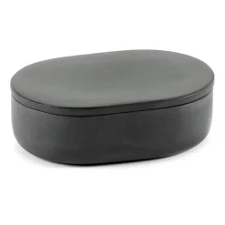 Cose storage jar oval with lid S 3.3x10.2 cm, Dark grey