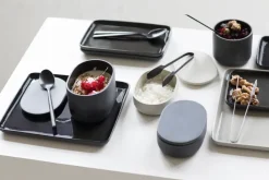 Cose storage jar oval with lid S 3.3x10.2 cm, Dark grey