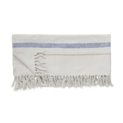 Cotton throw 140x200 cm, Beige-blue-red