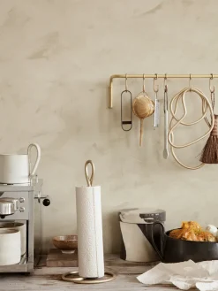 Curvature kitchen paper holder , brass