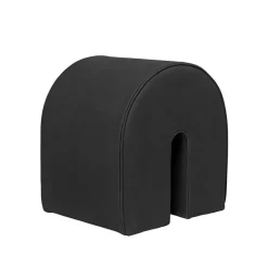 Curved pouf, Leather black