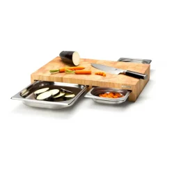 Cutting board rubber tree with 3 trays, 32x48 cm