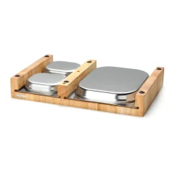 Cutting board rubber tree with 3 trays, 32x48 cm