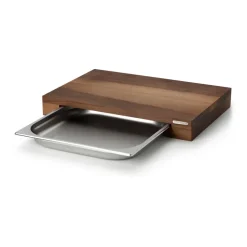 Cutting board walnut with 1 tray, 27x39 cm