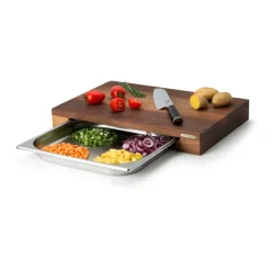 Cutting board walnut with 1 tray, 27x39 cm