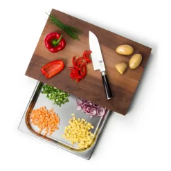 Cutting board walnut with 1 tray, 27x39 cm