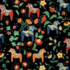 Dala horse oilcloth, black