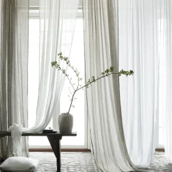 Dalsland curtain with heading tape and channel, optical white