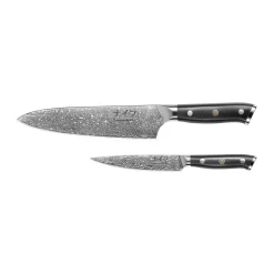 Damascus by Hâws kitchen & utility knife set 2 pieces, Black-stainless steel