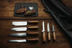Damascus by Hâws knife set 7-piece, Brown-stainless steel