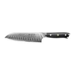 Damascus By Hâws santoku knife 32 cm, Black-stainless steel