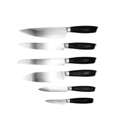 Damascus knife set 6-piece, Brown-stainless steel