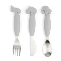 Deer Friends Easy-grip cutlery set 3 pieces, Grey