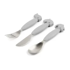 Deer Friends Easy-grip cutlery set 3 pieces, Grey