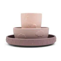 Deer Friends Stick&Stay kids dinner set 3 pieces, Powder