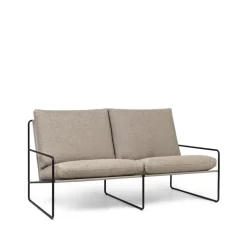 Desert 2-seat sofa, Fabric dark sand. black stand