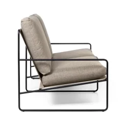 Desert 2-seat sofa, Fabric dark sand. black stand
