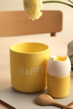 Design Letters egg cup 2-pack, Hello-yellow