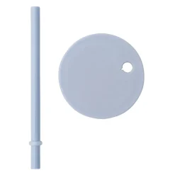 Design Letters straw with lid, light blue