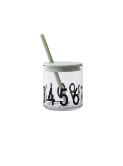 Design Letters straw with lid, Green