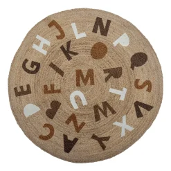 Dinne jute rug Ø130 cm, Alphabet