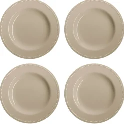 Dots plate 28 cm 4-pack, Beige