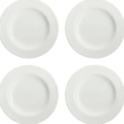 Dots plate 28 cm 4-pack, Creamy white