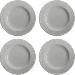 Dots plate 28 cm 4-pack, Grey