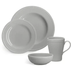 Dots plate 28 cm 4-pack, Grey