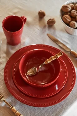 Dots plate 28 cm 4-pack, Red