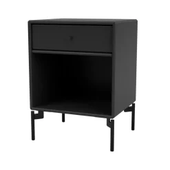 Dream bedside table, Black 05, black lacquered legs
