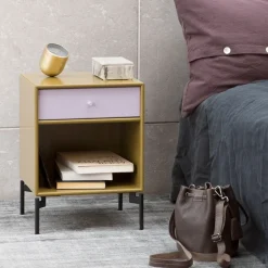 Dream bedside table, Coal 36, chrome legs