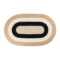 Elin striped oval jute rug 92x150 cm, Black