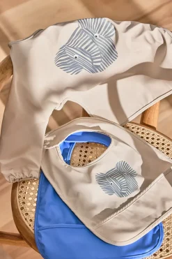 Erik Elephant bib 2-piece, Beige-blue