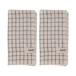 Ernst napkin 2 pack checked 40x40 cm, Black-beige