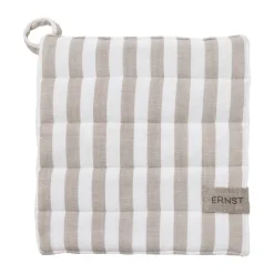 Ernst potholder wide stripes 23x25 cm, Beige-white stripe