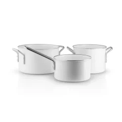Eva Trio White Line Slip-Let ceramic cookware set 3 pieces, Stainless steel
