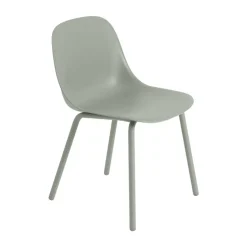 Fiber Outdoor side chair with steel legs, Dusty green