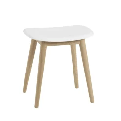 Fiber stool, Natural white, oak legs