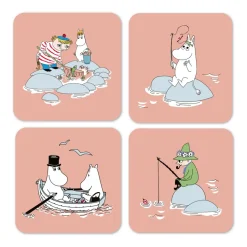 Fiske Moomin summer 2022 coaster 4-pack, Pink