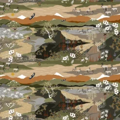 Fjällvandring fabric, green-rust