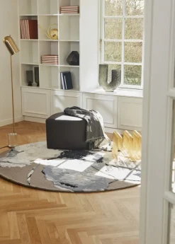 Floreo rug Ø200 cm, White-grey
