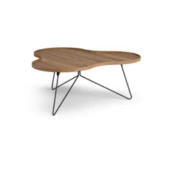 Flower mono table Special Edition 107x114 cm, H45 cm-lacquered walnut-black lacquered steel