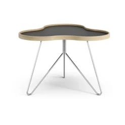 Flower table 62x66 cm, 45 cm, Black-oak edge-chrome base