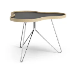Flower table 62x66 cm, 45 cm, Black-oak edge-chrome base